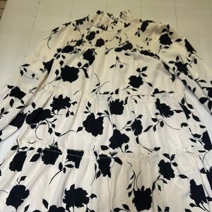 Floral Black and White Long Sleeve Dress